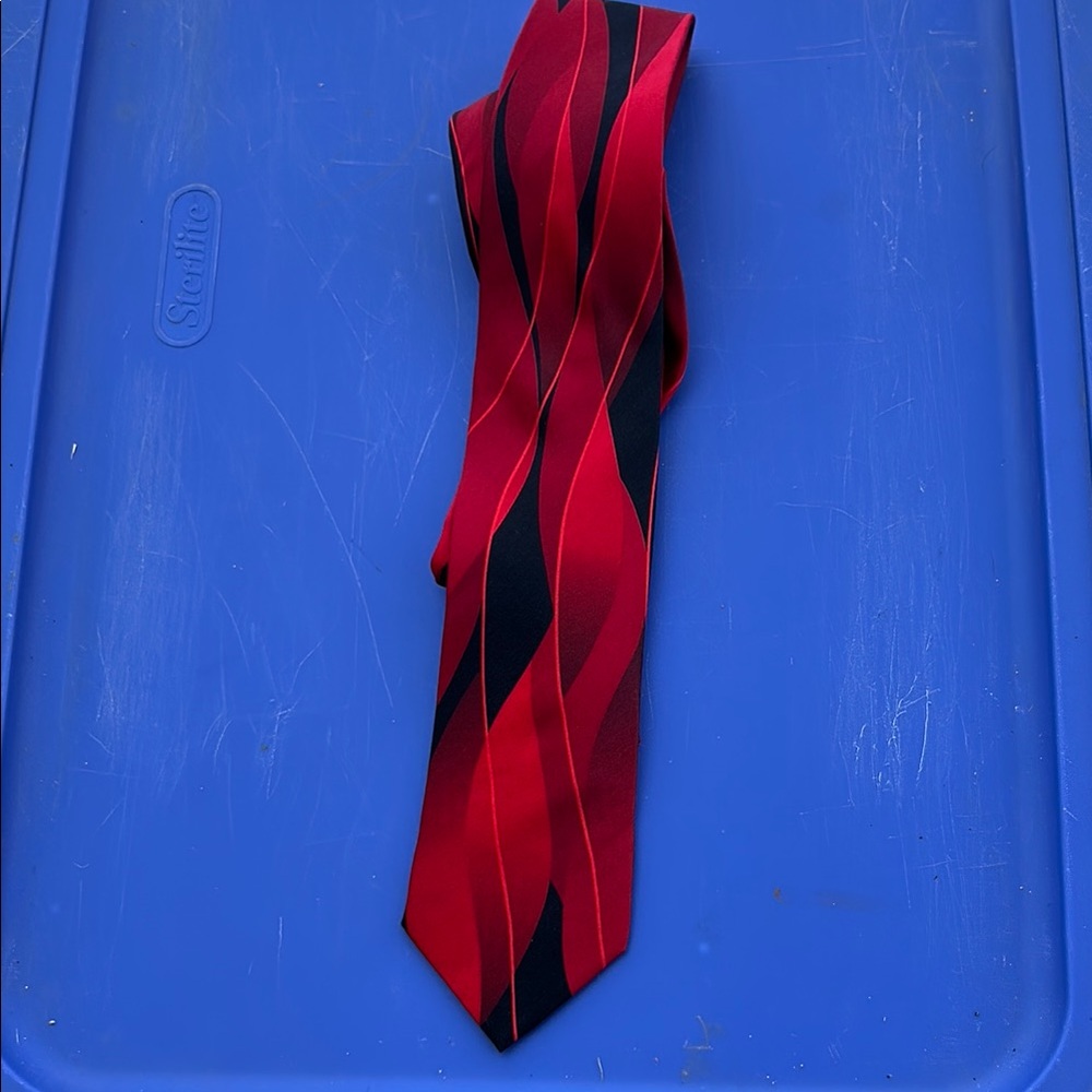 Red and Black Striped Tie